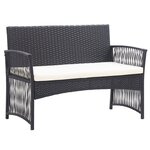 vidaXL Salon de jardin 4 Pièces avec coussin Résine tressée Noir