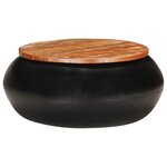 vidaXL Table basse Noir 68x68x30 cm Bois de récupération solide