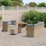 vidaXL Ensemble de canapé de jardin 8 Pièces Beige polyrotin