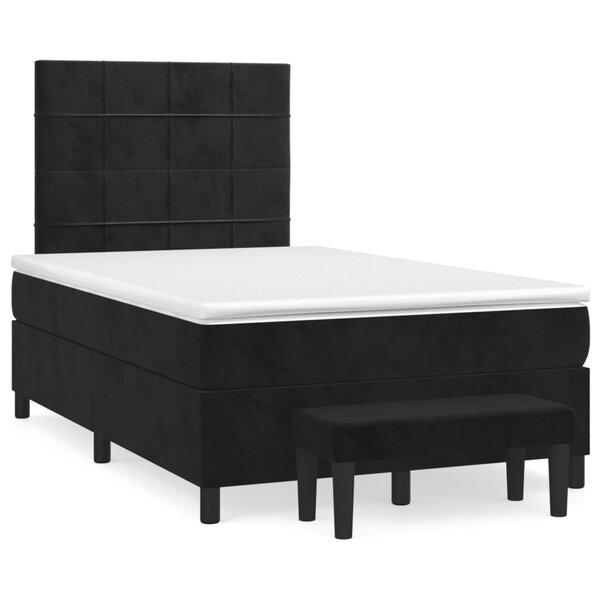 vidaXL Sommier à lattes de lit avec matelas Noir 120x200 cm Velours