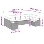 vidaXL Ensemble de canapé de jardin 9 Pièces Gris et bleu marine