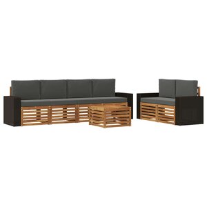 vidaXL Ensemble de canapés d'extérieur 7 pc Naturel et Anthracite