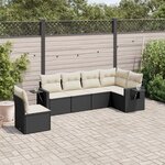 vidaXL Salon de jardin 6 Pièces avec coussins noir résine tressée