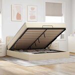 vidaXL Lit ottoman avec matelas et LED crème 180x200cm tissu