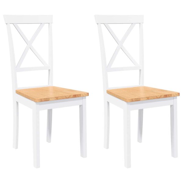 vidaXL Chaises à manger 2 Pièces blanc bois massif caoutchouc