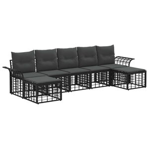 vidaXL Ensemble de canapés d'extérieur 7 Pièces Noir et Gris foncé