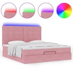 vidaXL Cadre de lit ottoman avec matelas rose 180x200 cm velours