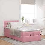 vidaXL Cadre de lit ottoman avec matelas rose 90x190 cm velours