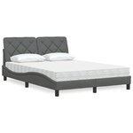 vidaXL Lit avec matelas gris foncé 140x200 cm tissu