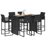 vidaXL Ensemble de bar de jardin 7 Pièces sans coussins noir poly rotin