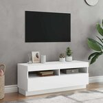 vidaXL Meuble TV avec lumières LED Blanc 100x35x40 cm