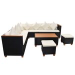 vidaXL Salon de jardin 7 Pièces avec coussins Résine tressée Noir