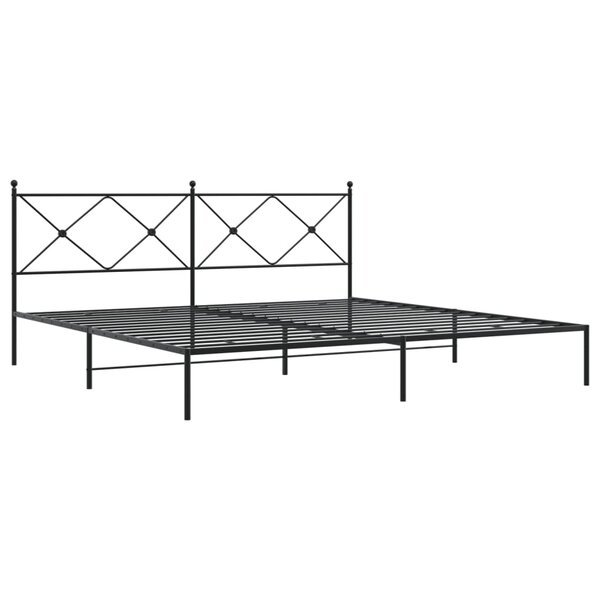 vidaXL Cadre de lit métal avec tête de lit noir 193x203 cm