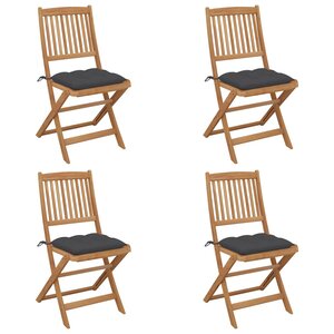 vidaXL Chaises pliables de jardin lot de 4 avec coussins Bois d'acacia
