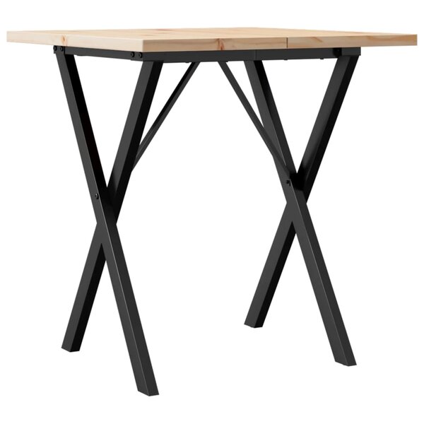 vidaXL Table à manger cadre en X 60x60x75 5cm bois de pin massif fonte