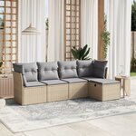 vidaXL Salon de jardin avec coussins 5Pièces mélange beige résine tressée