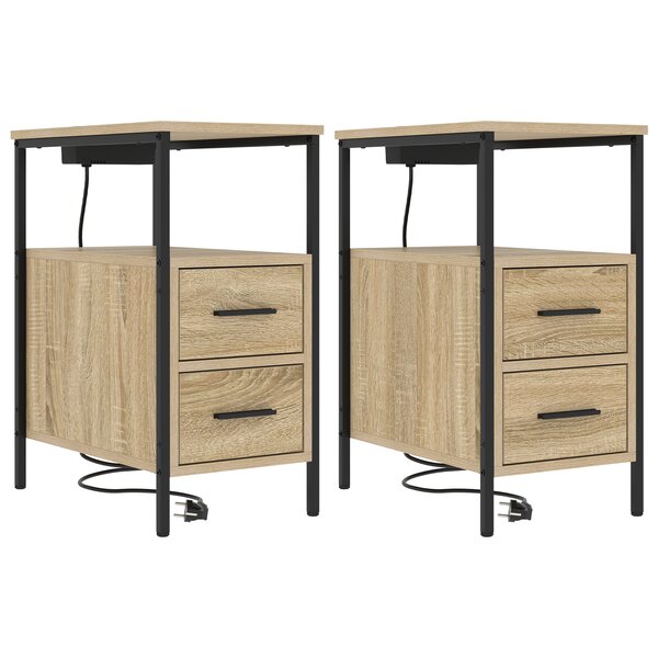 vidaXL Armoires de chevet 2 Pièces Chêne sonoma 30 x 48 x 61 cm
