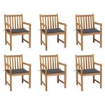 vidaXL Chaises de jardin lot de 6 et coussins anthracite Bois de teck
