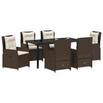 vidaXL Set de repas de jardin 7 pièces en poly rotin marron