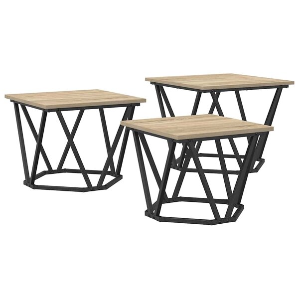 vidaXL Table basse 3 Pièces Chêne sonoma 50 x 50 x 40 cm
