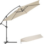 Tectake Parasol 350 cm avec housse de protection - beige