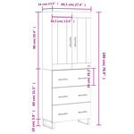 vidaXL Buffet haut Chêne fumé 69 5x34x180 cm Bois d'ingénierie