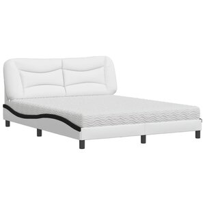 vidaXL Lit avec matelas Hvar blanc et noir 160x200 cm similicuir