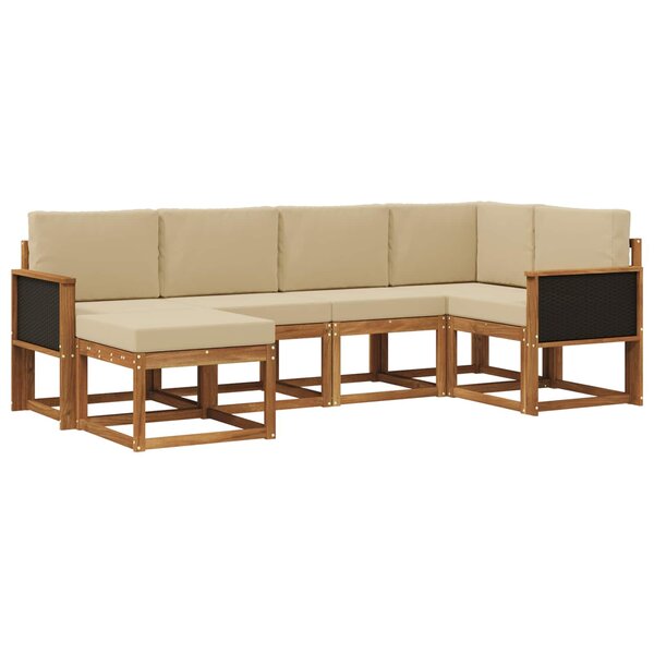 vidaXL Ensemble de canapés d'extérieur 6 Pièces Naturel et Beige