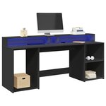 vidaXL Bureau avec lumières LED noir 200x55x91 cm bois d'ingénierie