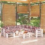 Vidaxl salon de jardin palette 9 pièces avec coussins bois de pin