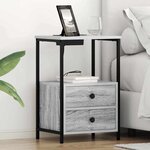 vidaXL Table de nuit avec station de chargement 2 Pièces Sonoma gris