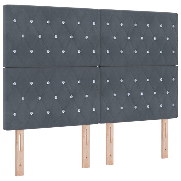 Lit Box Spring vidaXL avec Matelas & LED Gris Foncé 140x190 cm Velours