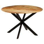 vidaXL Table à manger Bois de manguier brut massif et acier 120x77 cm