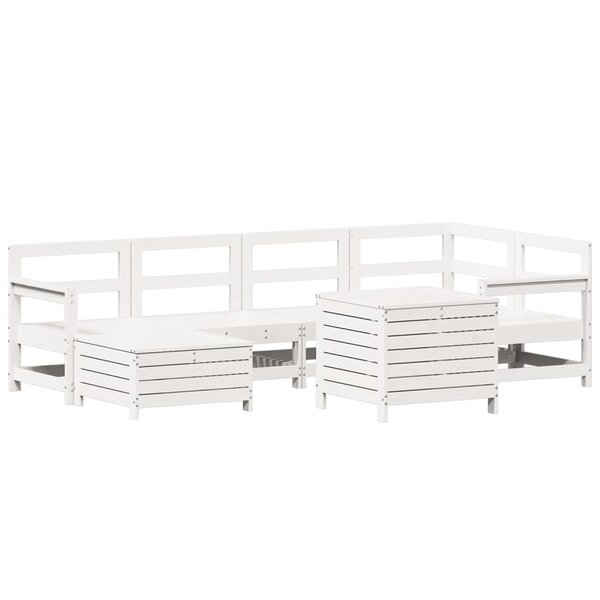 vidaXL Salon de jardin 7 Pièces blanc bois de pin massif