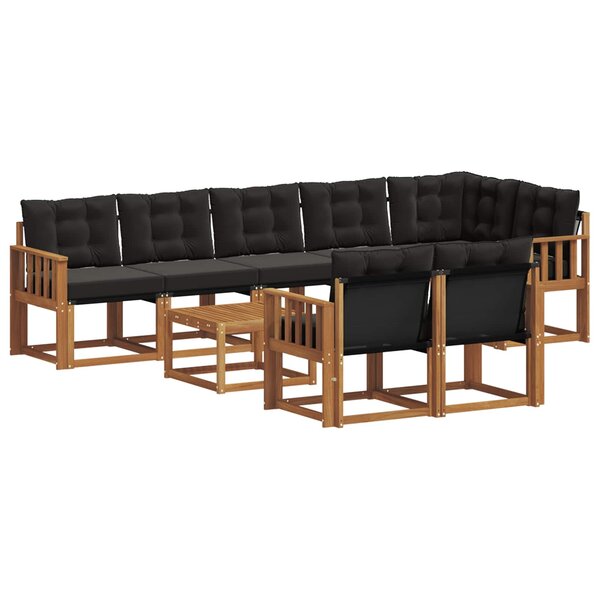 vidaXL Ensemble de canapés d'extérieur 9 Pièces Naturel et Noir