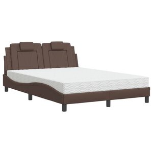 vidaXL Lit Viana avec matelas marron 140x190 cm similicuir