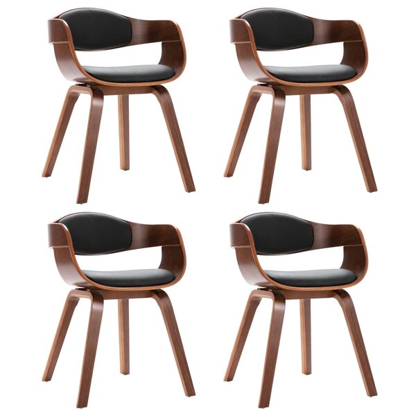 vidaXL Chaises à manger lot de 4 bois courbé et similicuir