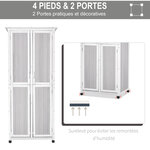 Abri de jardin armoire de jardin sur pied dim. 77L x 58l x 175H cm 2 étagères 2 portes 3 crochets toit bitumé étanche bois pin pré-huilé gris blanc