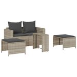 vidaXL Salon de jardin 5 Pièces coussins empilable gris clair polyrotin