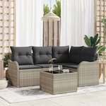 vidaXL Ensemble de canapé de jardin 5 Pièces Gris clair Poly rotin