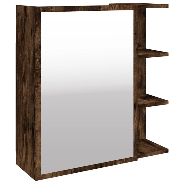 vidaXL Armoire à miroir de salle de bain Chêne fumé 62 5x20 5x64 cm