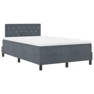 vidaXL Lit à ressort LED avec matelas Gris foncé 120 x 190 cm Velours
