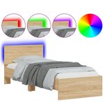 vidaXL Cadre de lit sans matelas avec lumières LED 75x190 cm