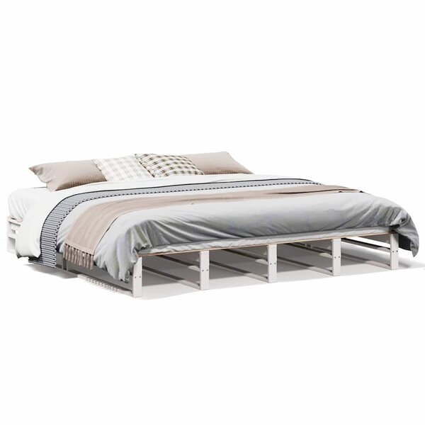 vidaXL Cadre de lit sans matelas blanc 200x200 cm bois massif de pin