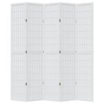 vidaXL Cloison de séparation 5 panneaux blanc bois de paulownia massif