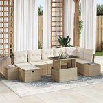 vidaXL Ensemble de canapé de jardin 8 Pièces Beige Poly rotin