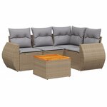 vidaXL Salon de jardin avec coussins 5 Pièces beige résine tressée