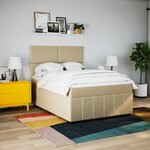 vidaXL Sommier à lattes de lit avec matelas Crème 140x190 cm Tissu