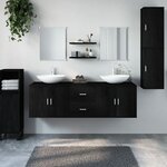 vidaXL Ensemble de meubles salle de bain 7 Pièces noir bois d'ingénierie