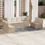 vidaXL Salon de jardin avec coussins 8 Pièces beige résine tressée